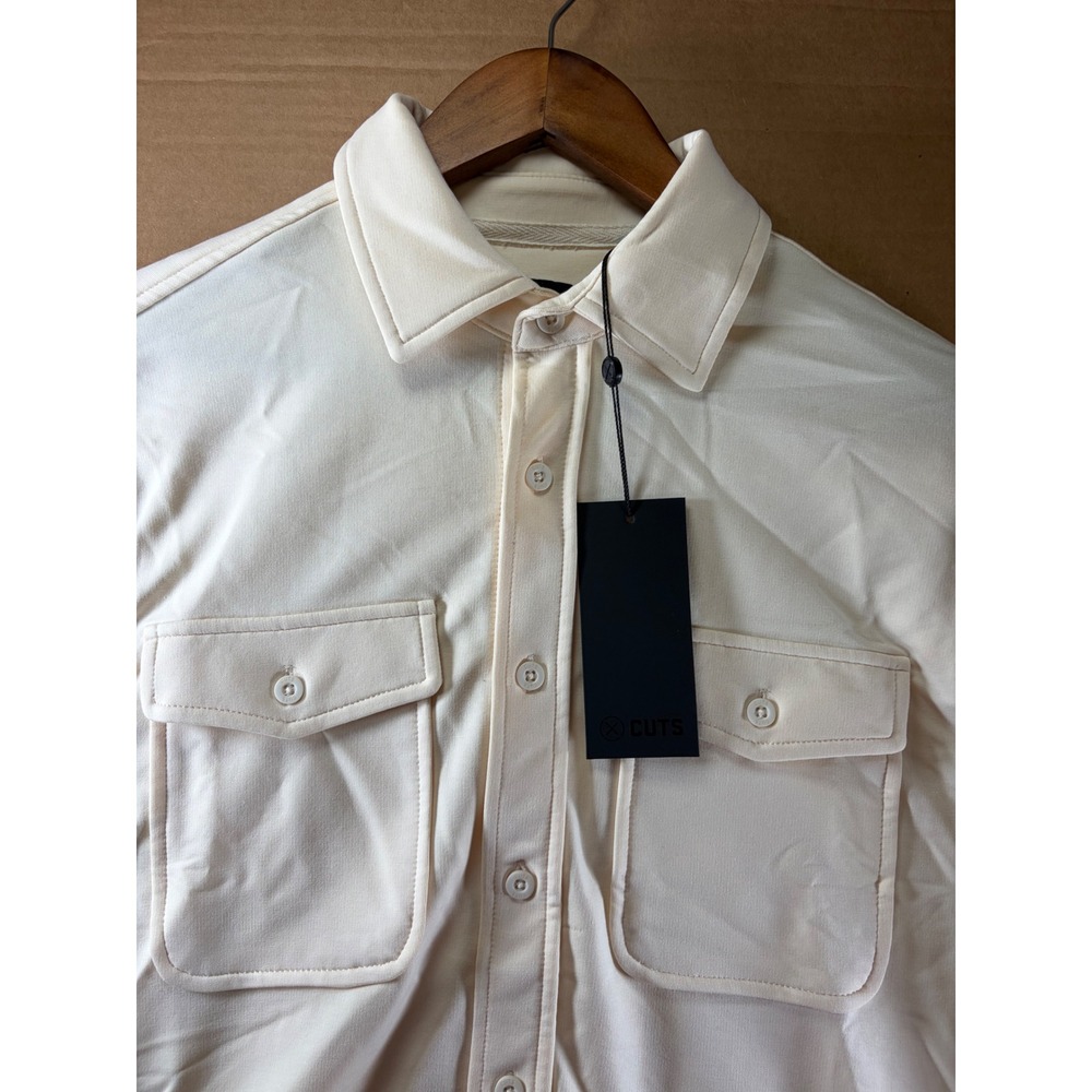 Cuts Hyperloop Overshirt Mens Size S Ivory White Long Sleeve Button Up Jacket